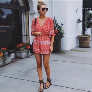 Lovers + Friends Isabella Red Floral Romper